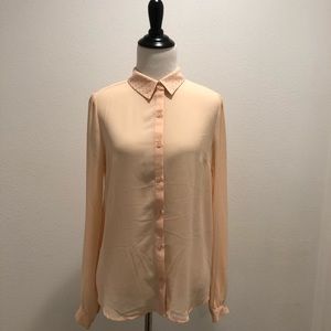 Forever 21 Button-Up Sheer Blouse, Size Small